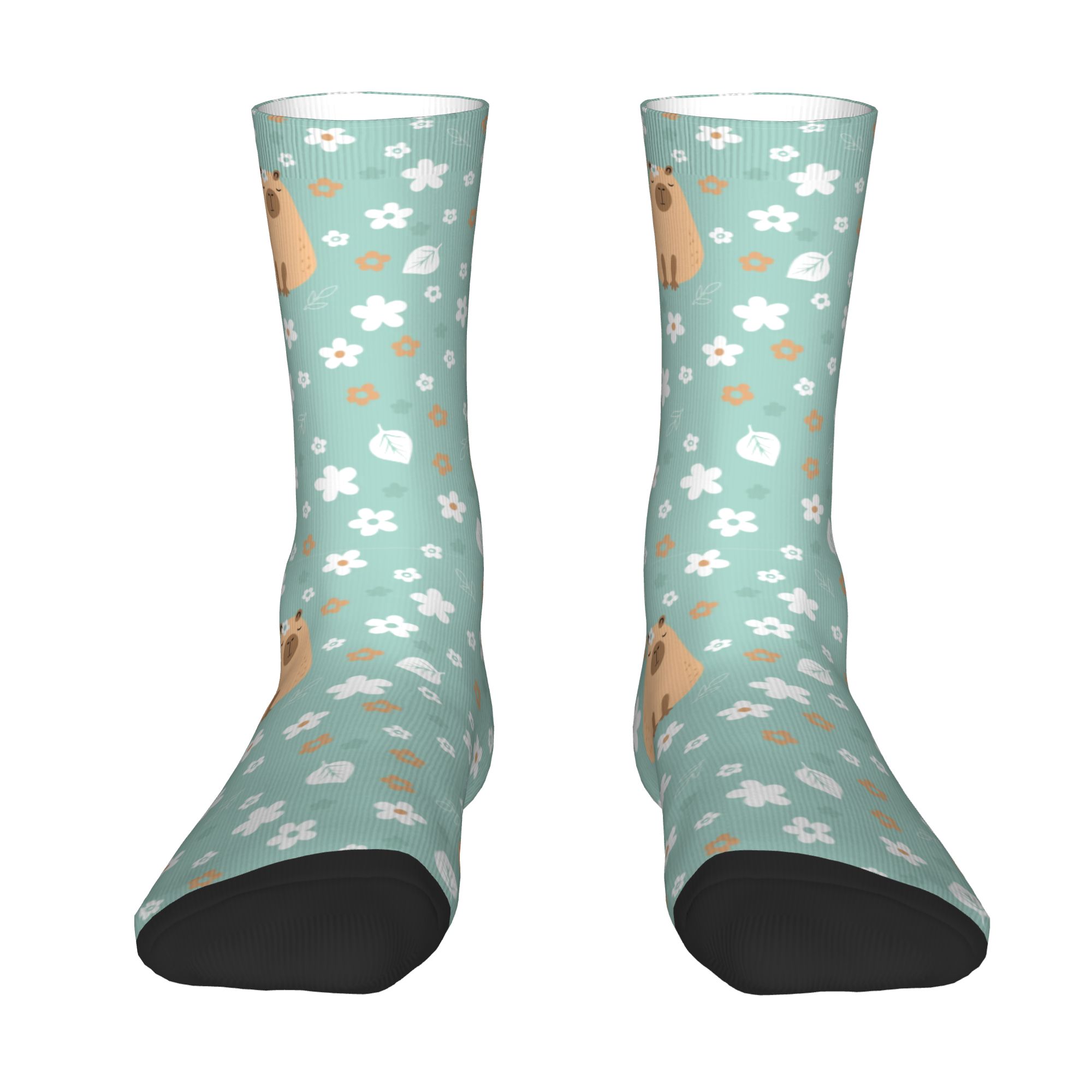 Dress Sock Men - Lustige Capybara-Socken mit Blumenmuster, Meerschweinchen-Socken, warme,